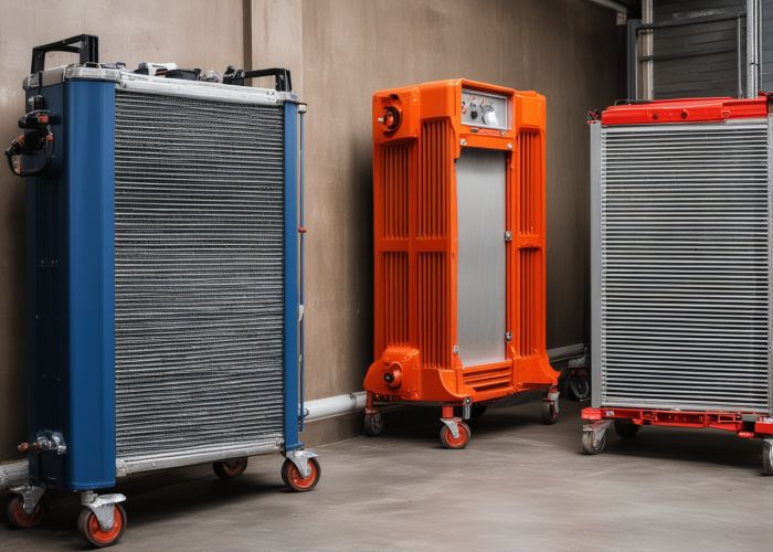 Modern automotive radiator service workshop with professional tools