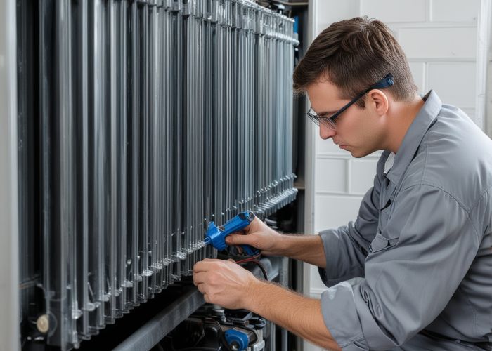 Complete radiator installation and cooling system service completion