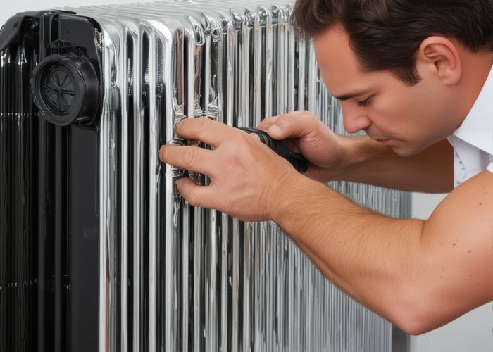 Professional pressure testing and quality validation of repaired radiator